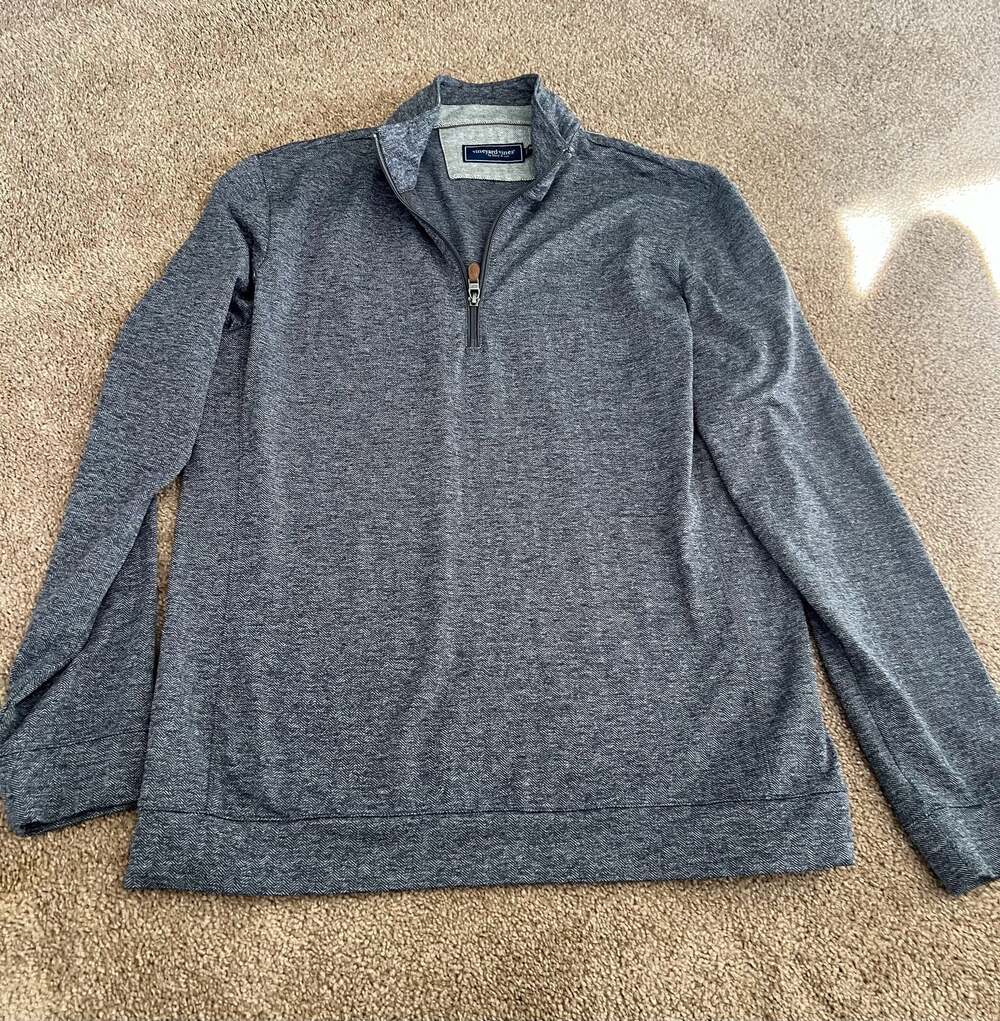 Vineyard Vines Men's Herringbone Bluffs Performance Quarter-Zip Pullover Blue